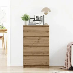 vidaXL Dressoir 60x35x98,5 cm bewerkt hout artisanaal eikenkleur