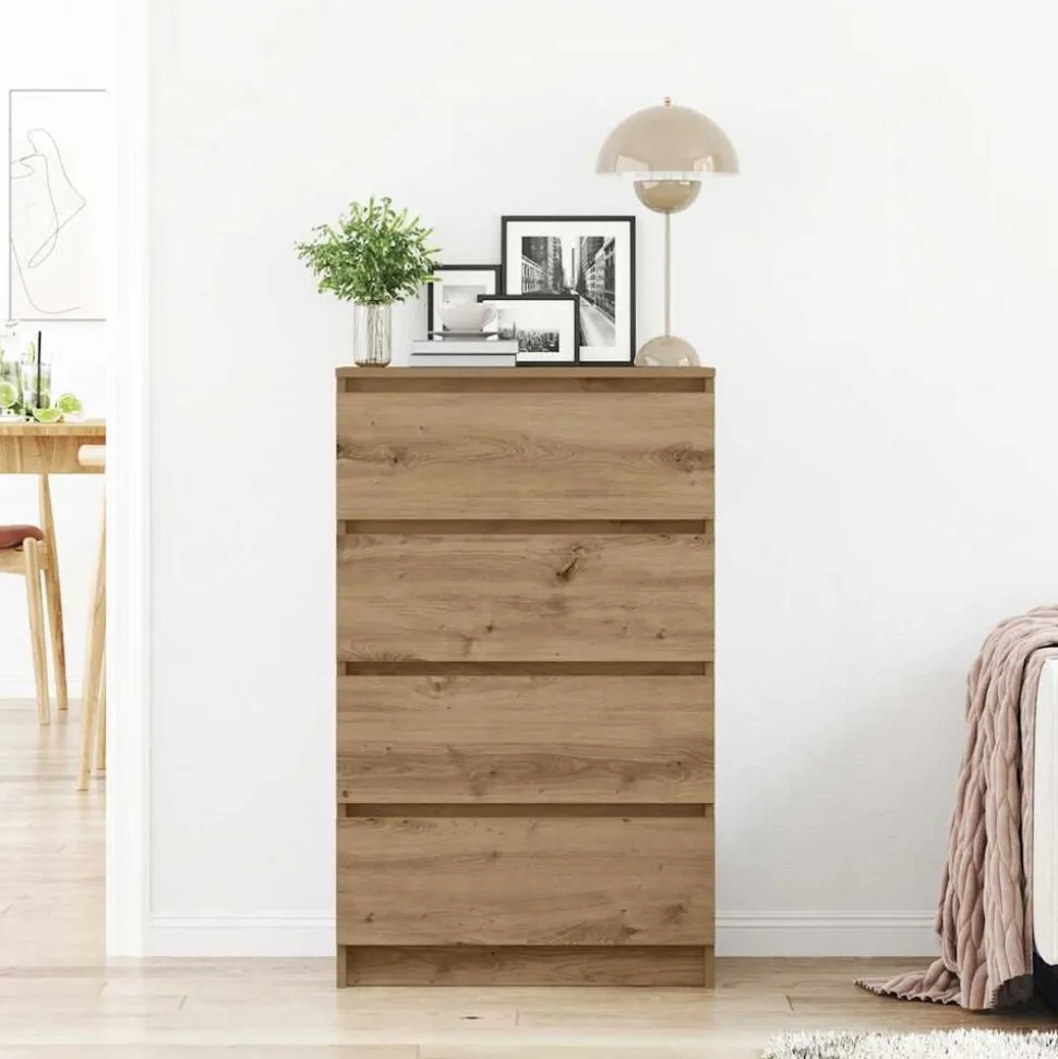 vidaXL Dressoir 60x35x98,5 cm bewerkt hout artisanaal eikenkleur