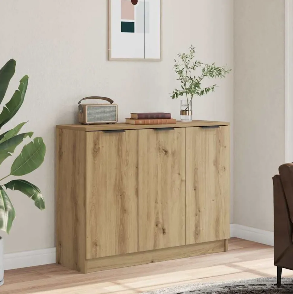 vidaXL Dressoir 90,5x30x70 cm bewerkt hout artisanaal eikenkleur