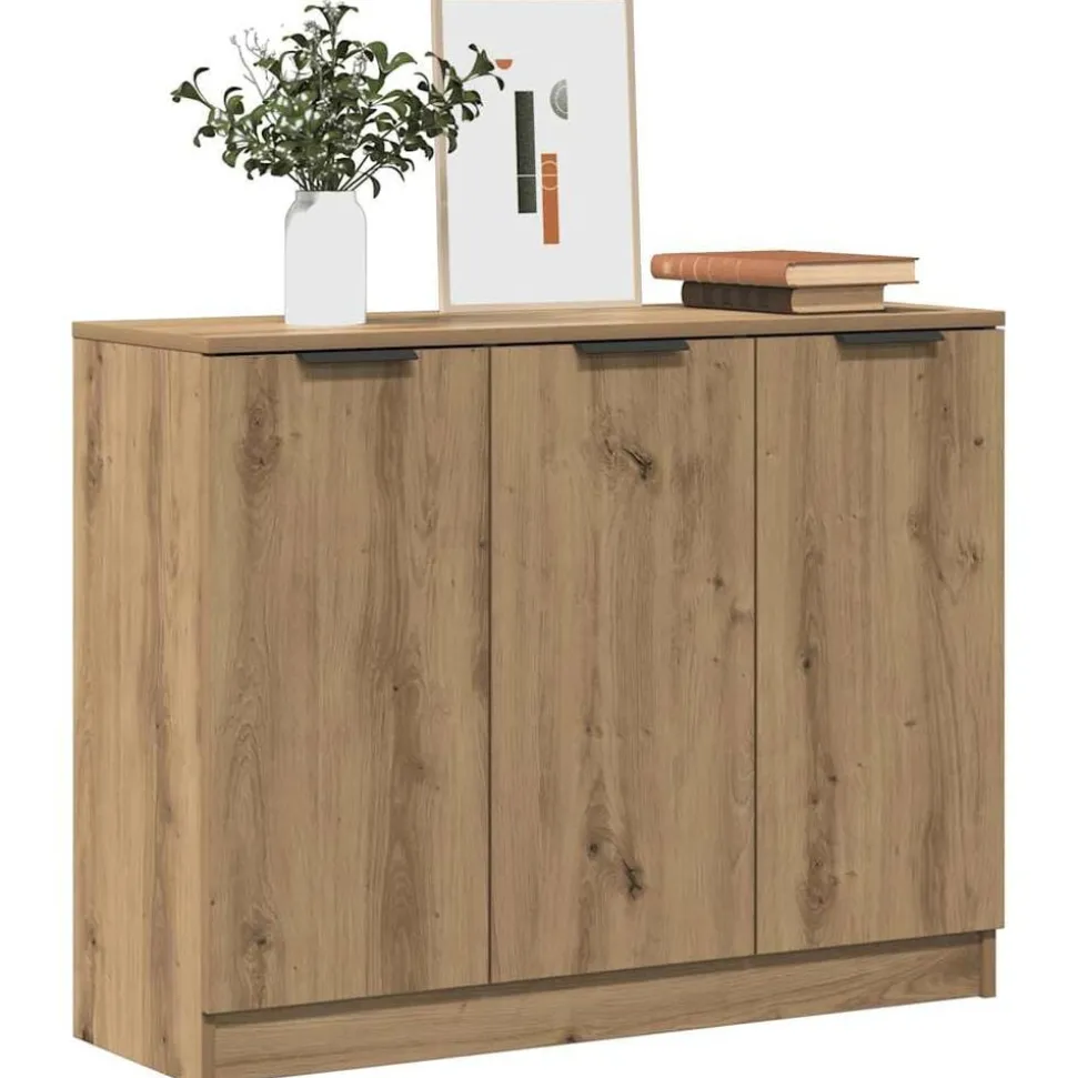 vidaXL Dressoir 90,5x30x70 cm bewerkt hout artisanaal eikenkleur