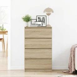 vidaXL Dressoir 60x35x98,5 cm bewerkt hout sonoma eikenkleurig