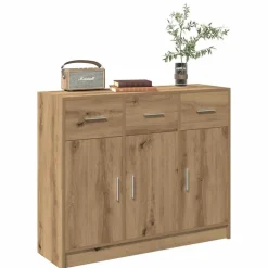 vidaXL Dressoir 91x28x75 cm bewerkt hout artisanaal eikenkleur