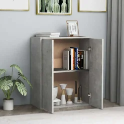 vidaXL Dressoir 60x30x75 cm bewerkt hout betongrijs