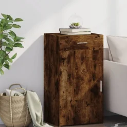 vidaXL Dressoir 50x42,5x93 cm bewerkt hout gerookt eikenkleurig