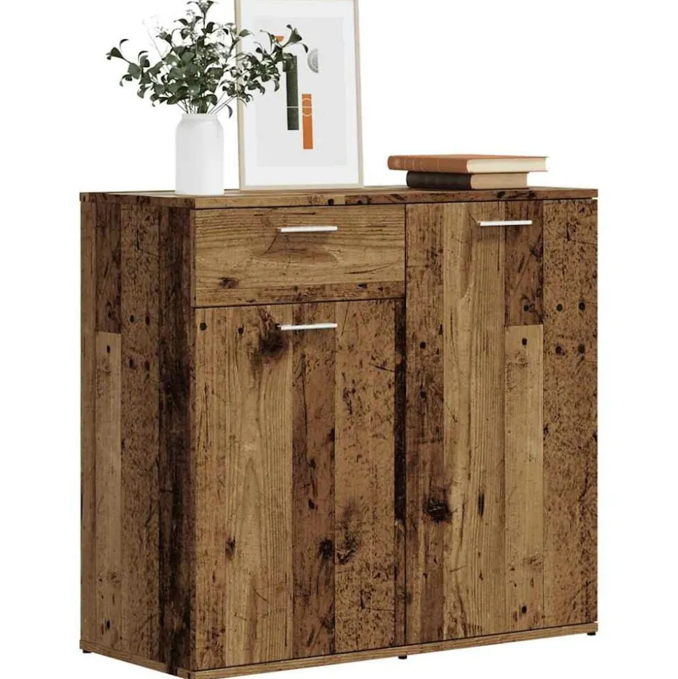 vidaXL Dressoir 80x36x75 cm bewerkt hout oud houtkleurig