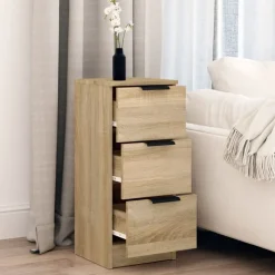 vidaXL Dressoir 30x30x70 cm bewerkt hout sonoma eikenkleurig