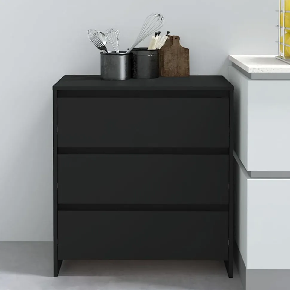 vidaXL Dressoir 70x41x75 cm bewerkt hout zwart