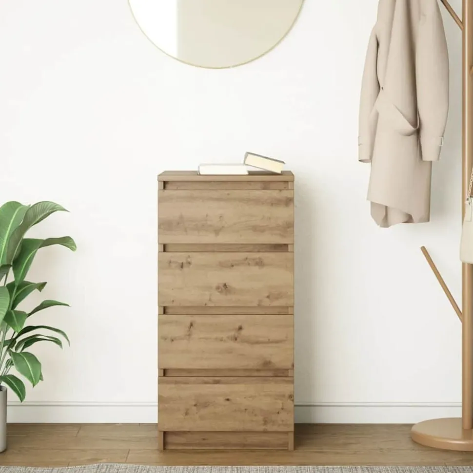 vidaXL Dressoir 37,5x35x76 cm bewerkt hout artisanaal eikenkleurig