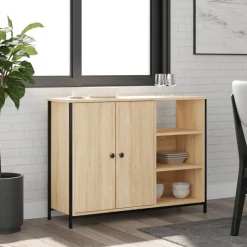 vidaXL Dressoir 100x33x75 cm bewerkt hout sonoma eikenkleurig