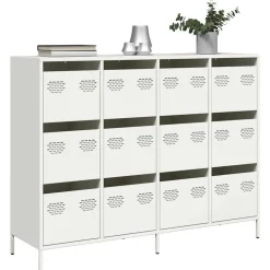 vidaXL Dressoir 135x39x103,5 cm koudgewalst staal wit