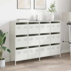 vidaXL Dressoir 135x39x103,5 cm koudgewalst staal wit