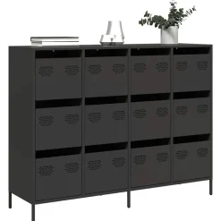vidaXL Dressoir 135x39x103,5 cm koudgewalst staal zwart