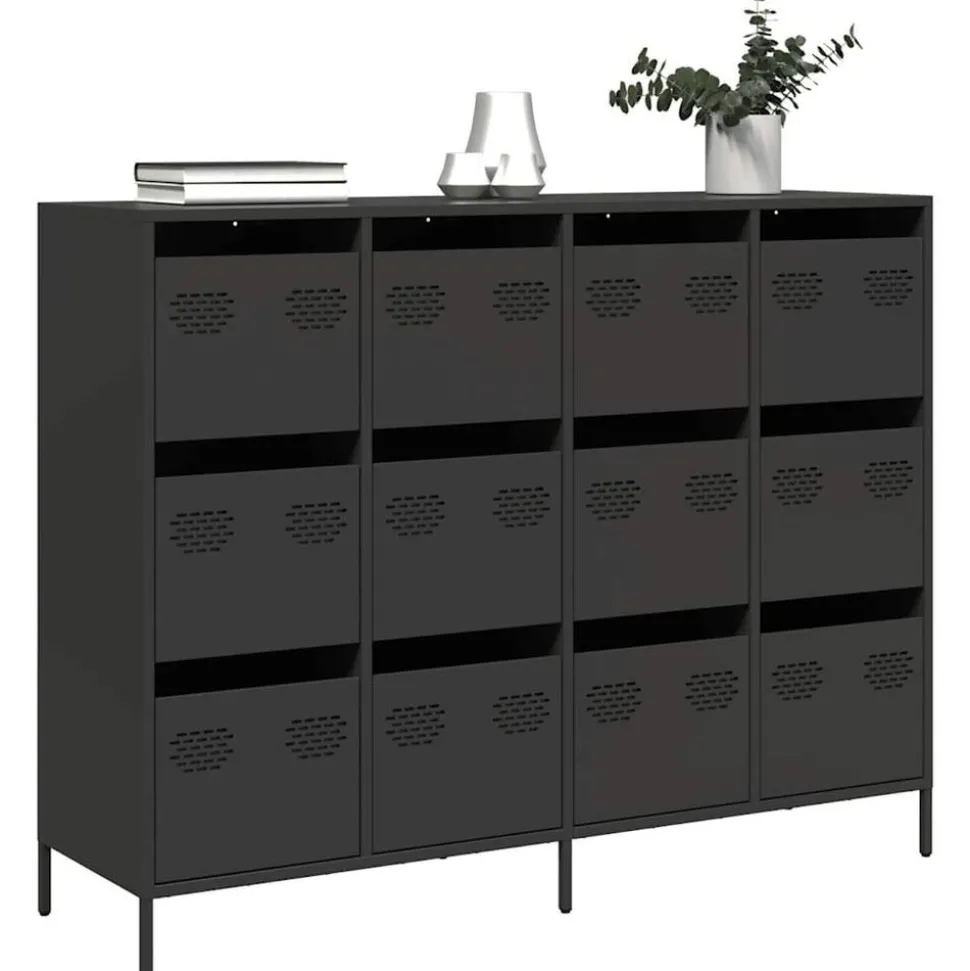 vidaXL Dressoir 135x39x103,5 cm koudgewalst staal zwart