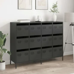 vidaXL Dressoir 135x39x103,5 cm koudgewalst staal zwart