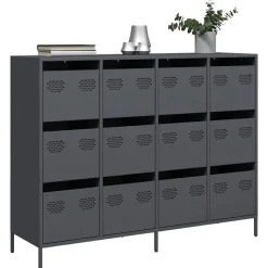 vidaXL Dressoir 135x39x103,5 cm koudgewalst staal antracietkleurig