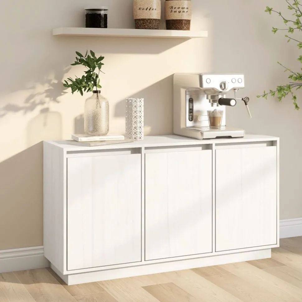 vidaXL Dressoir 111x34x60 cm massief grenenhout wit