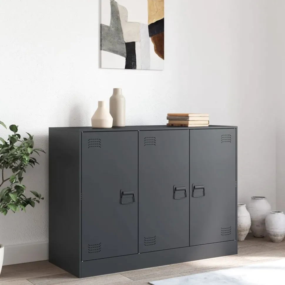 vidaXL Dressoir 99x39x73 cm staal antracietkleurig