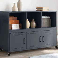 vidaXL Dressoir 100,5x39x72 cm staal antracietkleurig