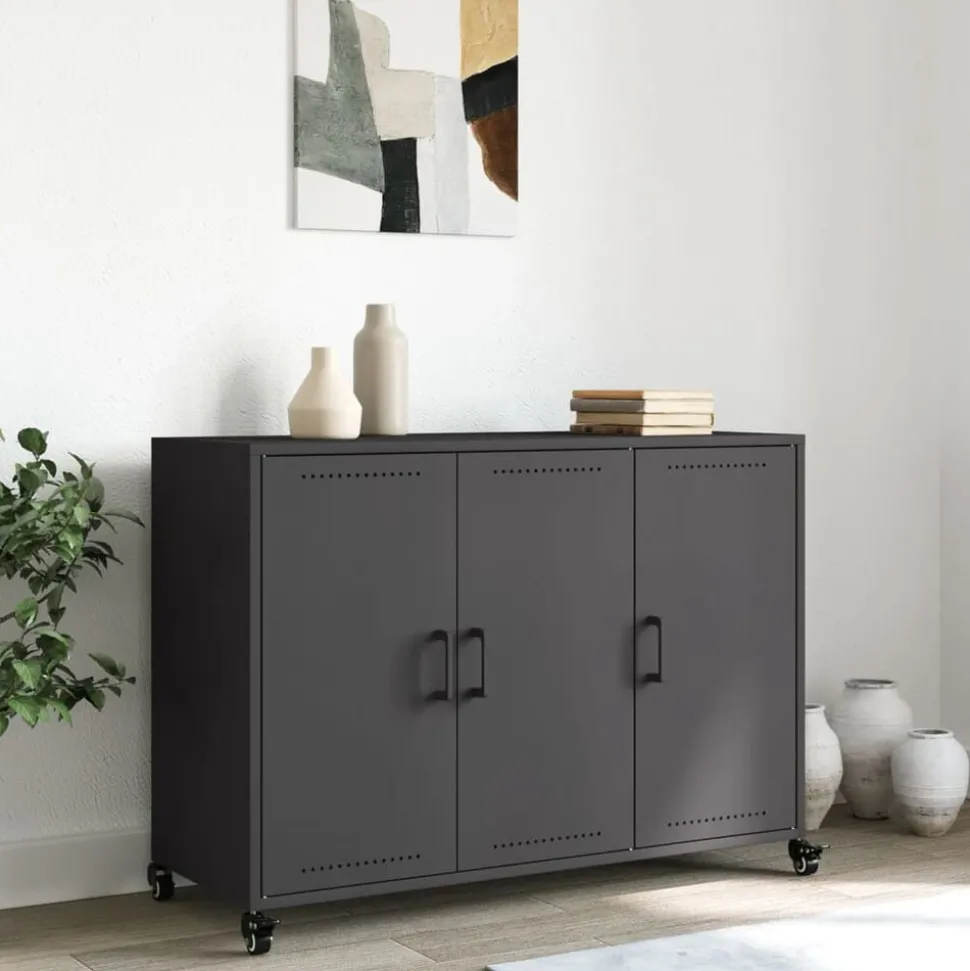 vidaXL Dressoir 100,5x39x72 cm staal zwart