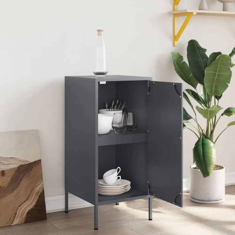 vidaXL Dressoir 36x39x79 cm staal antracietkleurig
