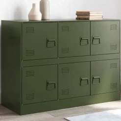 vidaXL Dressoir 99x39x73 cm staal olijfgroen