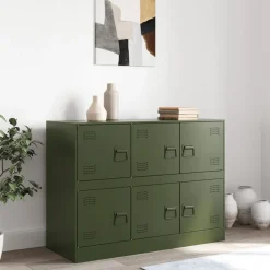 vidaXL Dressoir 99x39x73 cm staal olijfgroen