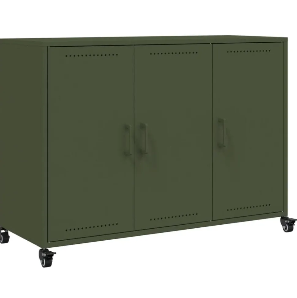 vidaXL Dressoir 100,5x39x72 cm staal olijfgroen