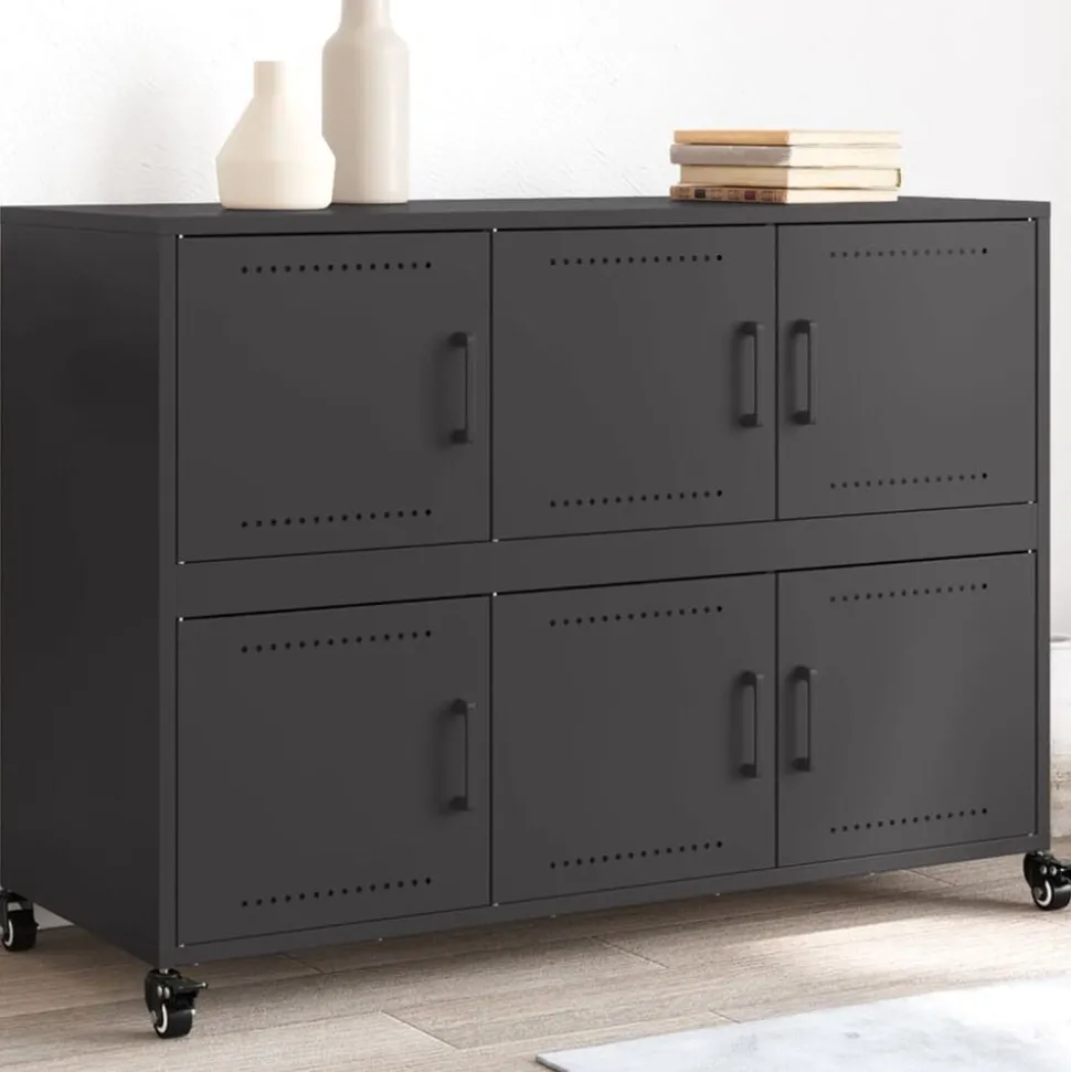 vidaXL Dressoir 100,5x39x72 cm staal zwart
