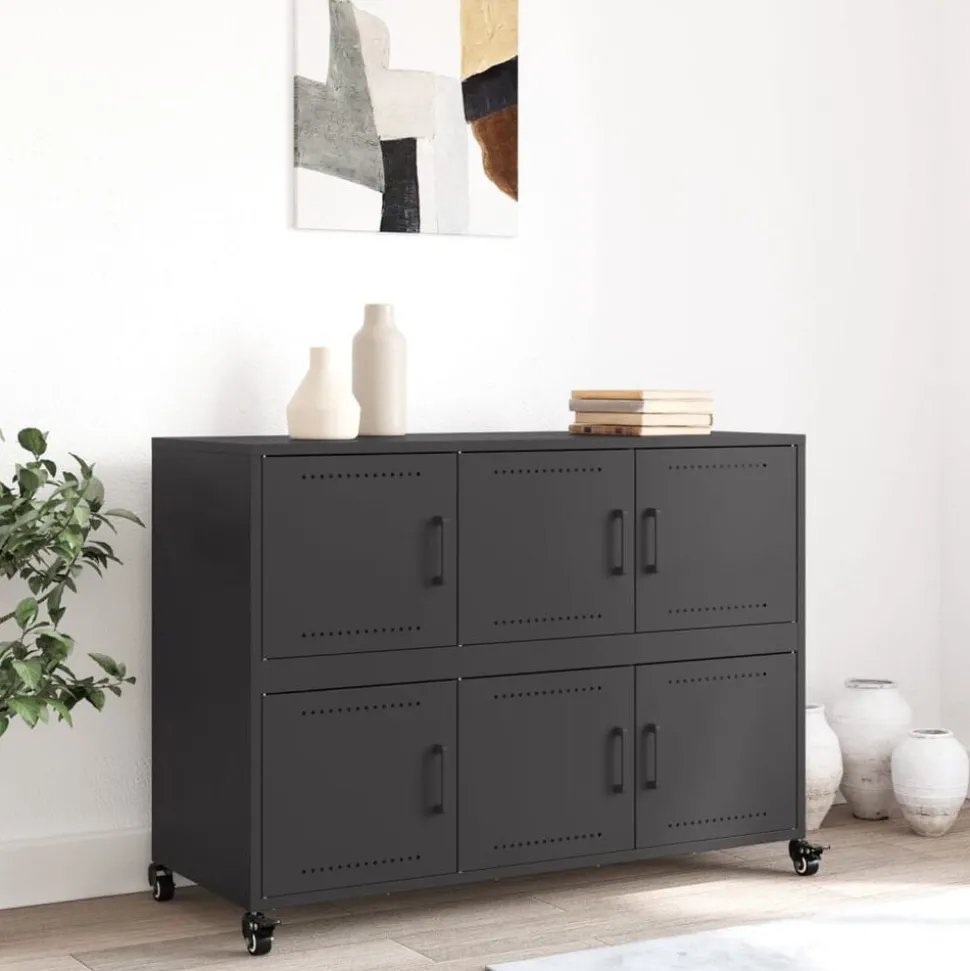 vidaXL Dressoir 100,5x39x72 cm staal zwart