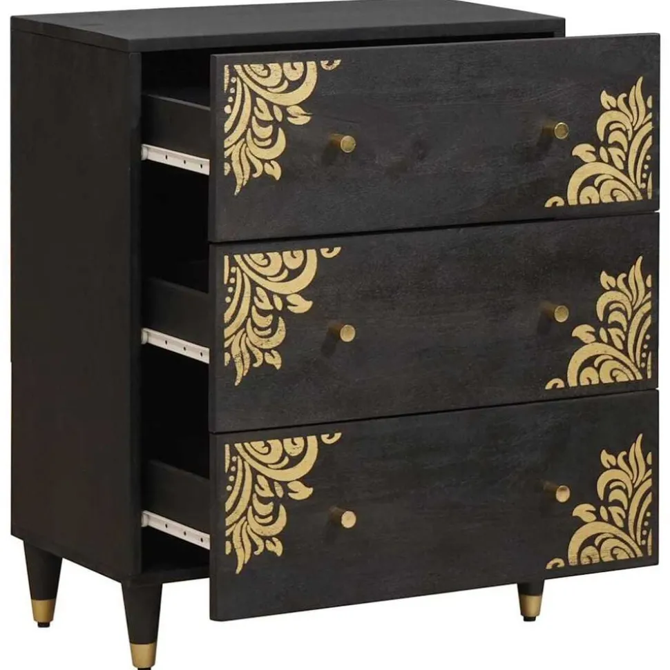 vidaXL Dressoir Zwart 60 x 33 x 75 cm Massief Mango Hout