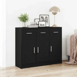 vidaXL Dressoir Zwart Eiken 91x28x75 cm Engineered Wood