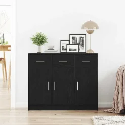 vidaXL Dressoir Zwart Eiken 91x28x75 cm Engineered Wood
