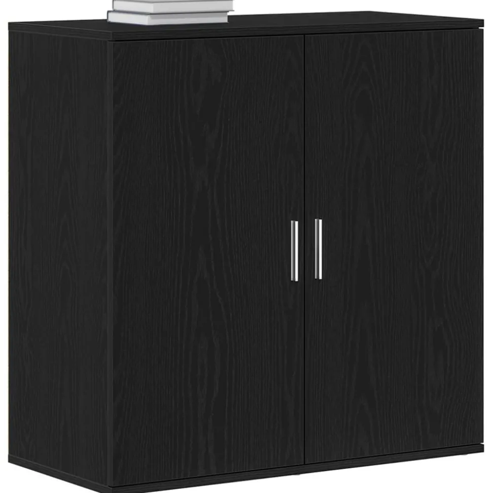 vidaXL Dressoir Zwart Eiken 79 x 38 x 80 cm Bewerkt hout