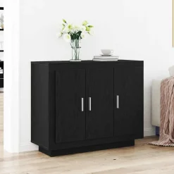 vidaXL Dressoir Zwart Eiken 92 x 35 x 75 cm Bewerkt hout