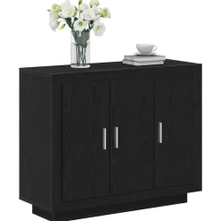 vidaXL Dressoir Zwart Eiken 92 x 35 x 75 cm Bewerkt hout