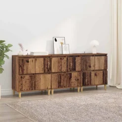 vidaXL Dressoirs 3 pcs Oud Hout 60 x 35 x 70 cm Bewerkt hout