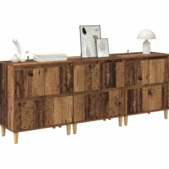 vidaXL Dressoirs 3 pcs Oud Hout 60 x 35 x 70 cm Bewerkt hout