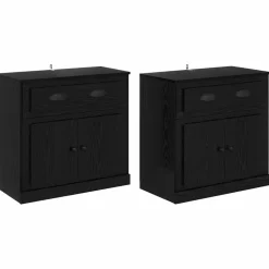 vidaXL Dressoirs 2 pcs Zwart Eiken 70 x 35,5 x 67,5 cm Bewerkt hout