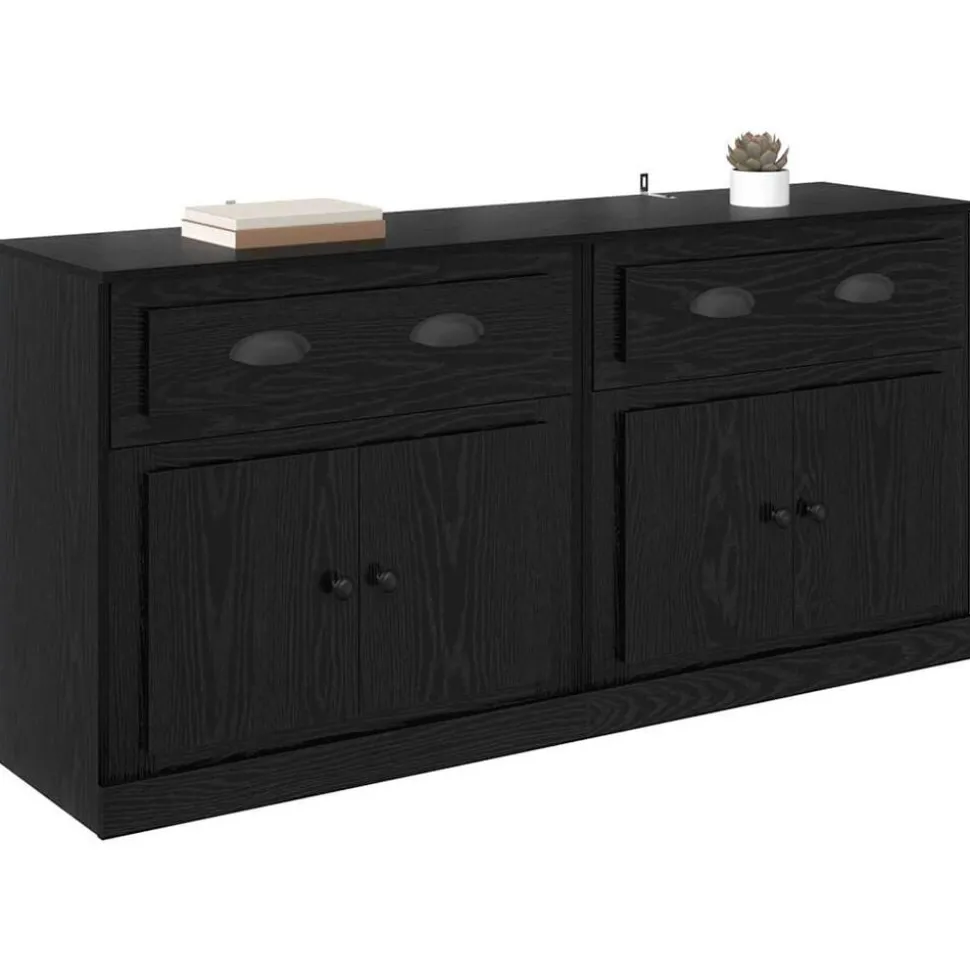 vidaXL Dressoirs 2 pcs Zwart Eiken 70 x 35,5 x 67,5 cm Bewerkt hout