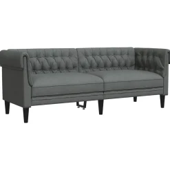 vidaXL Driezitsbank Chesterfield-stijl stof donkergrijs