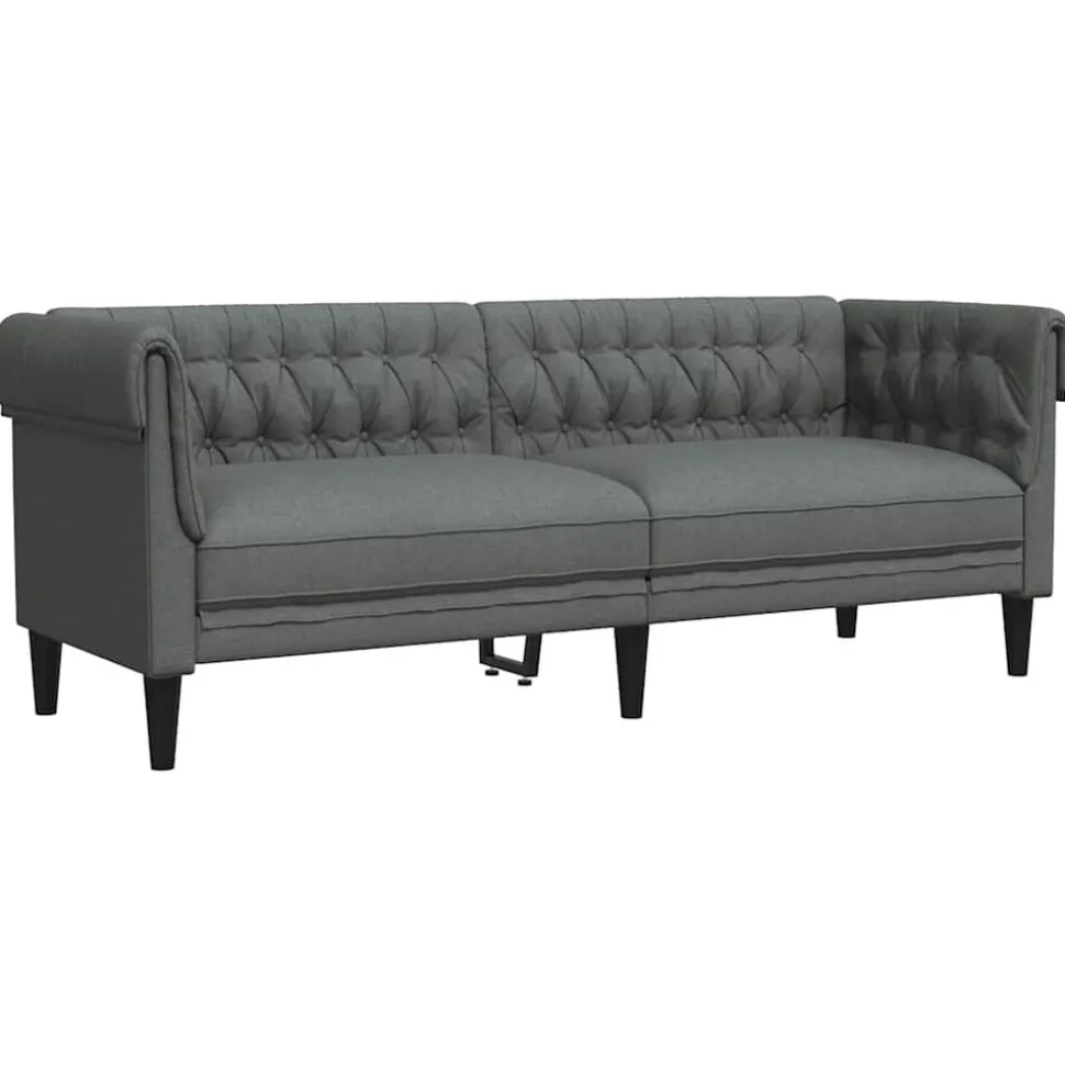 vidaXL Driezitsbank Chesterfield-stijl stof donkergrijs