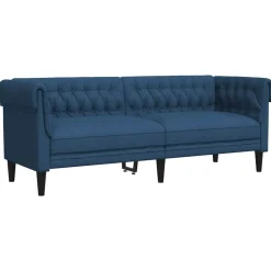 vidaXL Driezitsbank Chesterfield-stijl stof blauw