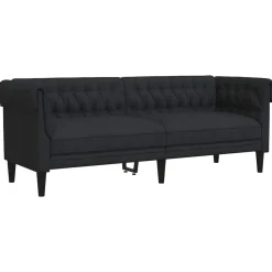 vidaXL Driezitsbank Chesterfield-stijl stof zwart