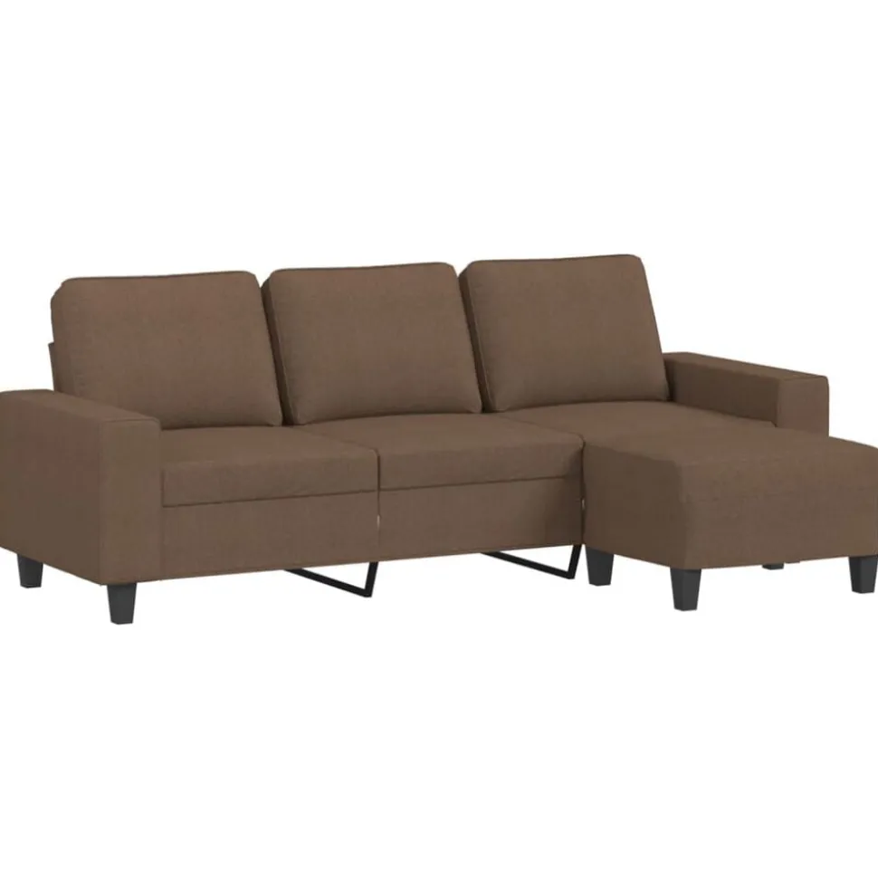vidaXL Driezitsbank met voetenbank 180 cm stof bruin