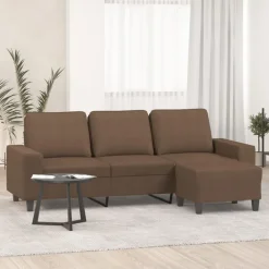 vidaXL Driezitsbank met voetenbank 180 cm stof bruin