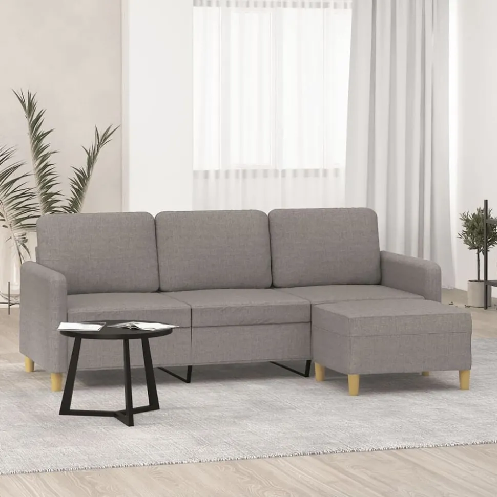 vidaXL Driezitsbank met voetenbank 180 cm stof taupe
