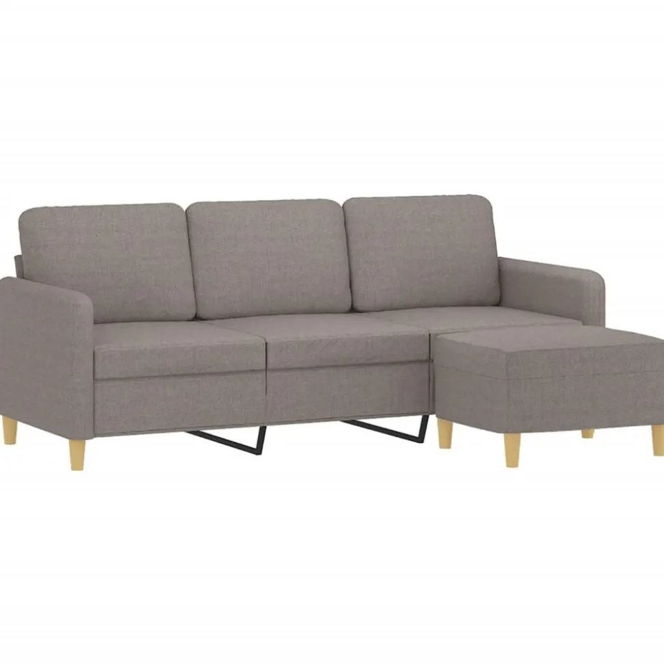vidaXL Driezitsbank met voetenbank 180 cm stof taupe