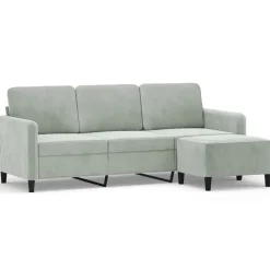 vidaXL Driezitsbank met voetenbank 180 cm fluweel bruin