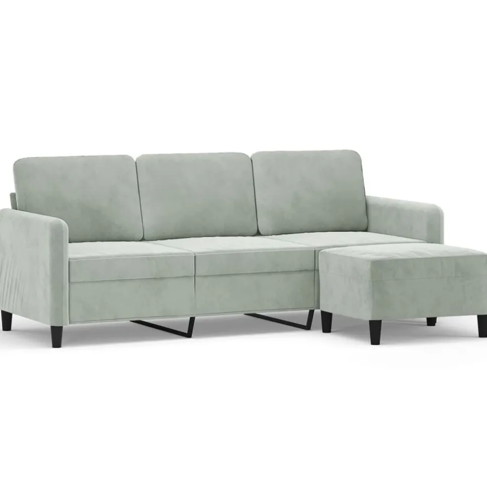 vidaXL Driezitsbank met voetenbank 180 cm fluweel bruin