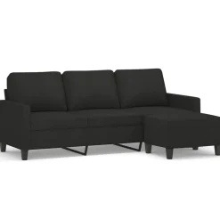 vidaXL Driezitsbank met voetenbank 180 cm stof zwart